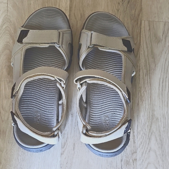 Skechers Mens Go Golf Adjustable Open Toe Sandals 600- Beige Size 10 - Picture 1 of 11